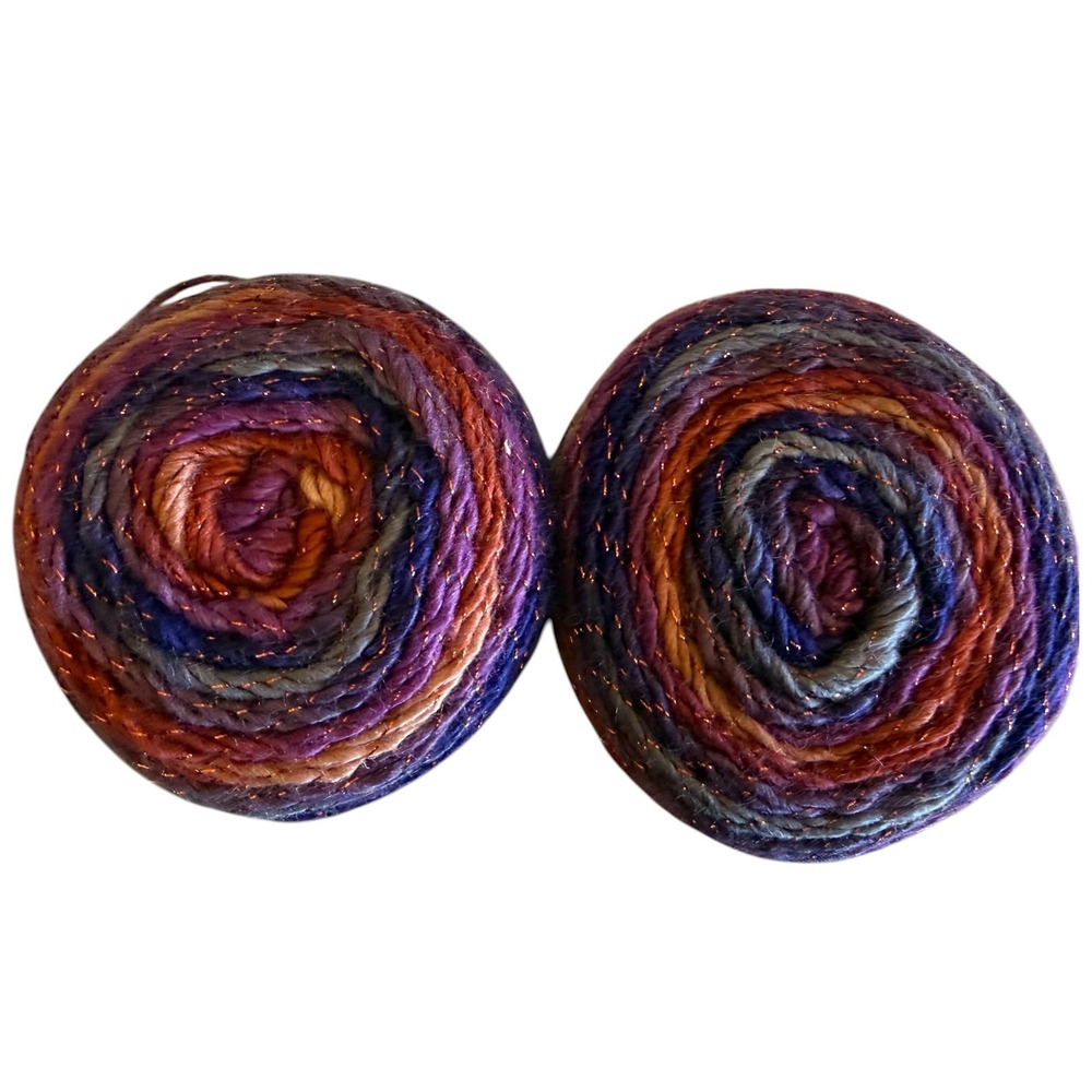 Hobbii Universe XL Yarn Gradient Color 10 Nebula Purple Orange Sparkle 2 Skeins